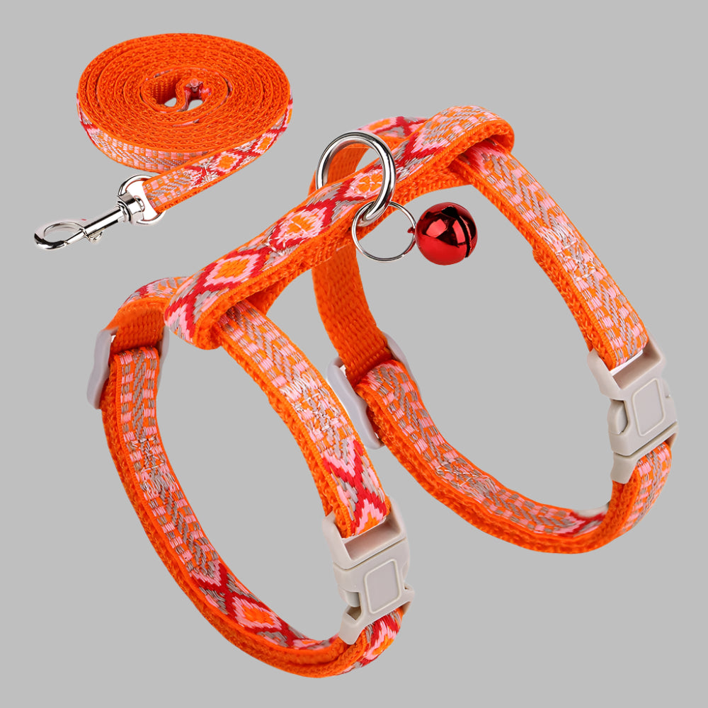 PurrFit™ Adjustable Nylon Cat Harness & Leash Set with Bell