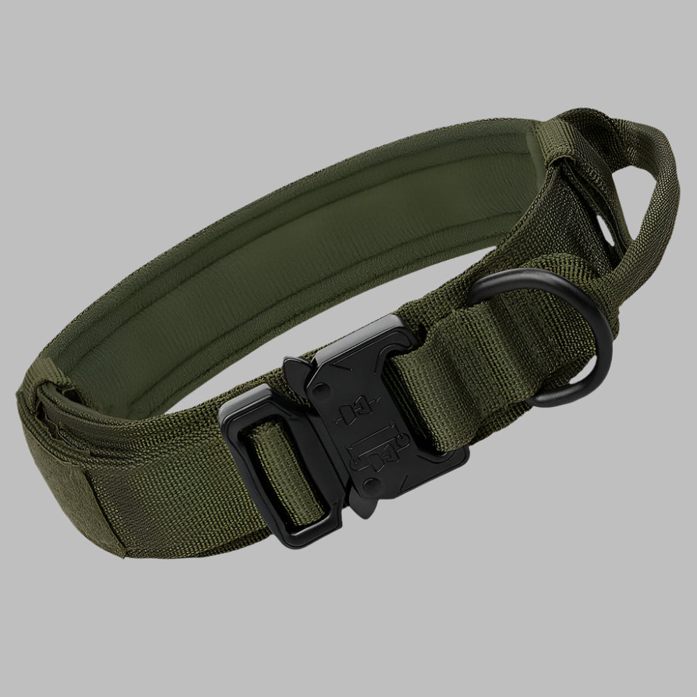 TactiGuard™ Heavy Duty Military Dog Collar with Handle & Patch for Medium & Large Dogs