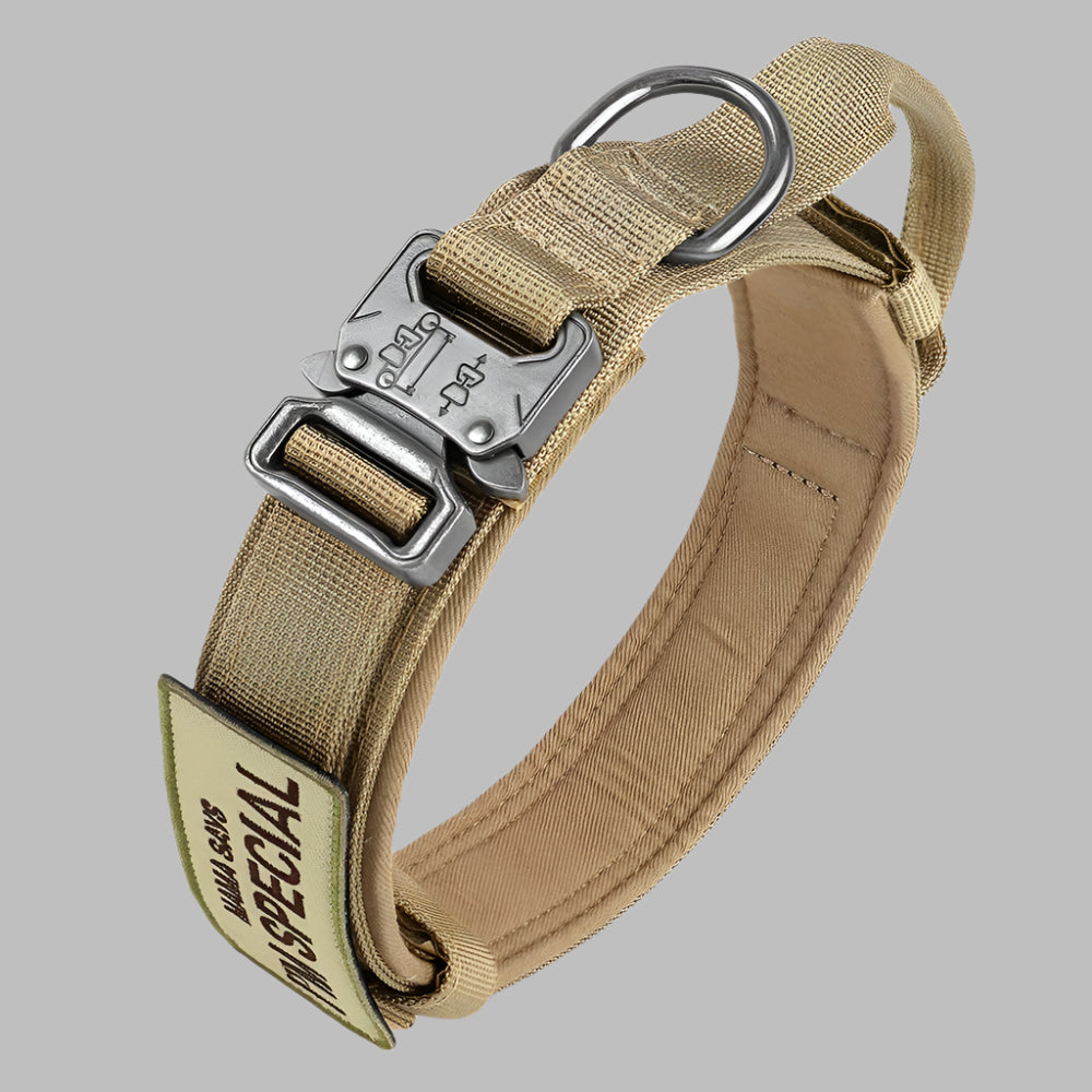 TactiGuard™ Heavy Duty Military Dog Collar with Handle & Patch for Medium & Large Dogs