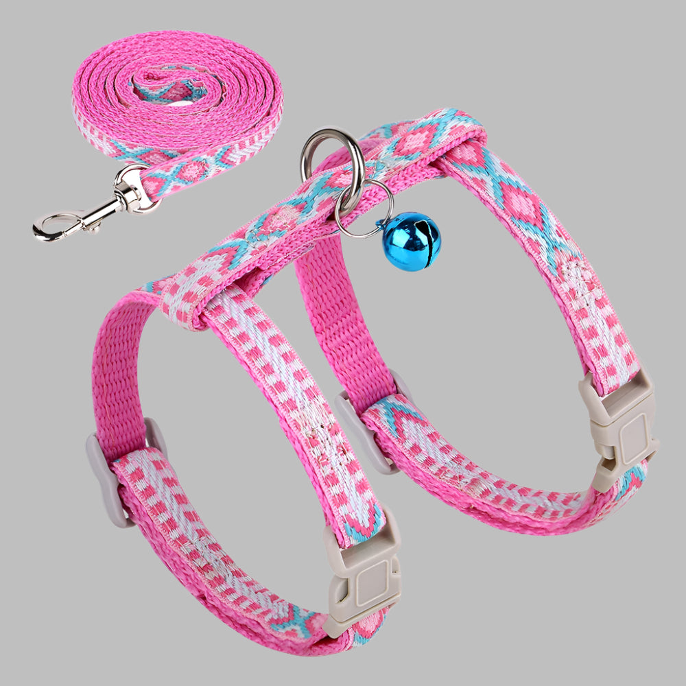 PurrFit™ Adjustable Nylon Cat Harness & Leash Set with Bell