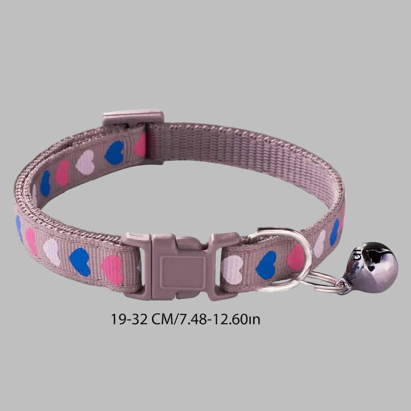 Cat Bell Collar™ – Heart Print Adjustable