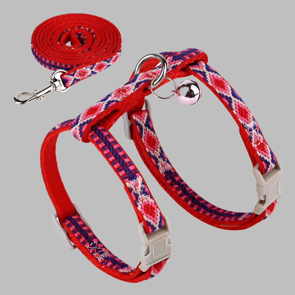 PurrFit™ Adjustable Nylon Cat Harness & Leash Set with Bell