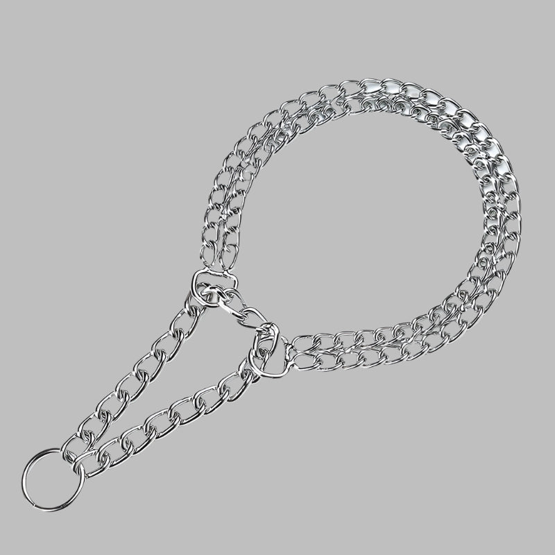 SteelPro™ 2‑Row Adjustable Telescopic Chain Collar with Triple Ring (35–65 cm)