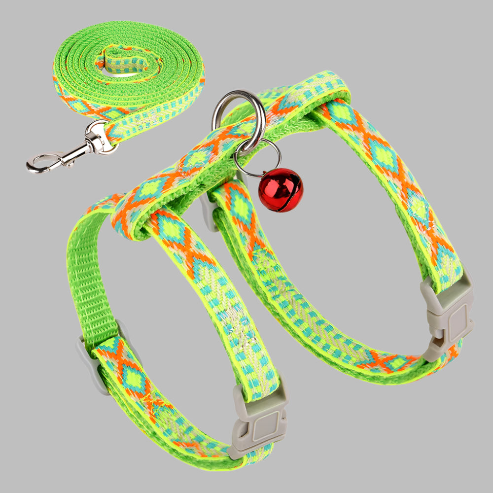 PurrFit™ Adjustable Nylon Cat Harness & Leash Set with Bell