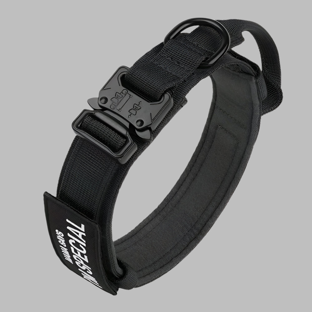 TactiGuard™ Heavy Duty Military Dog Collar with Handle & Patch for Medium & Large Dogs