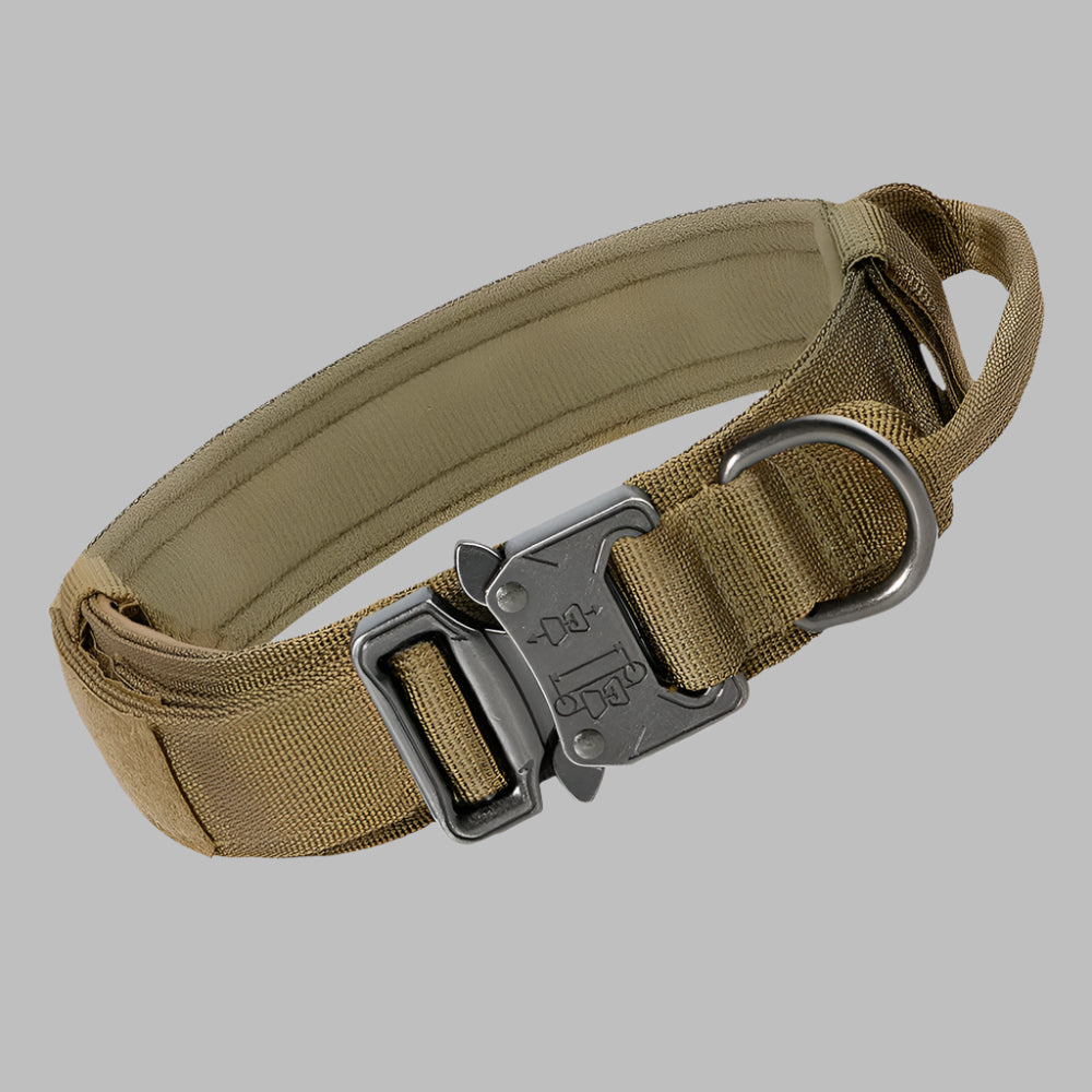 TactiGuard™ Heavy Duty Military Dog Collar with Handle & Patch for Medium & Large Dogs