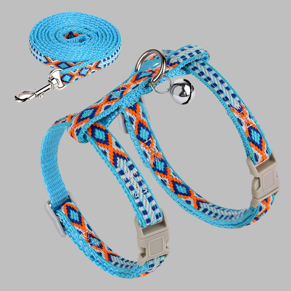 PurrFit™ Adjustable Nylon Cat Harness & Leash Set with Bell