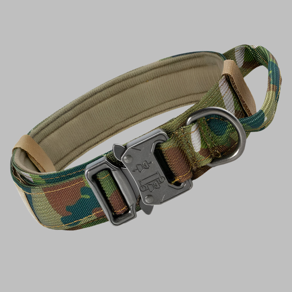 TactiGuard™ Heavy Duty Military Dog Collar with Handle & Patch for Medium & Large Dogs