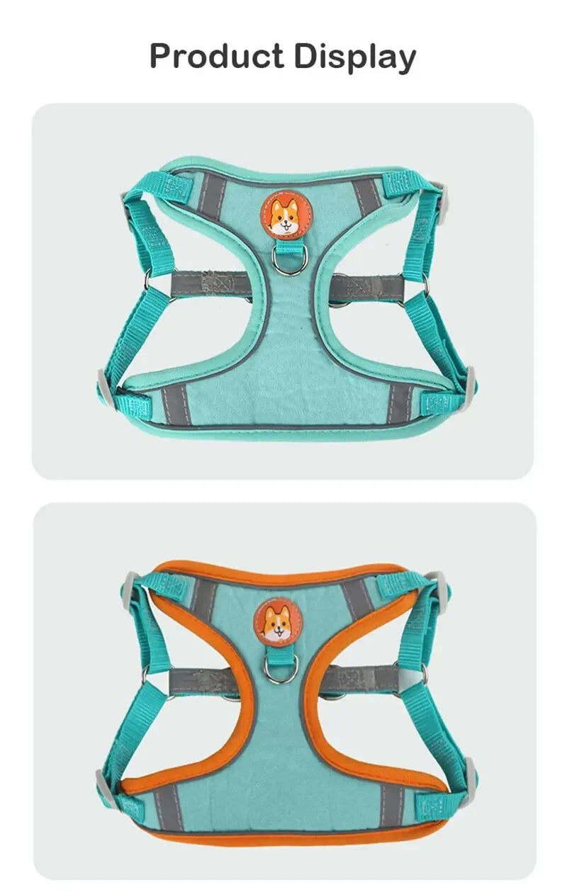 CozyFit™ Soft Suede Pet Harness & Leash Set – Reflective & Lightweight for Small Dogs & Cats