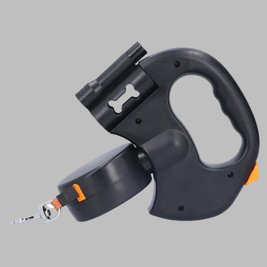FlexiLeash™ Retractable Double Dog Leash with Flashlight & Bag Dispenser