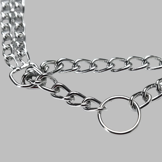 SteelPro™ 2‑Row Adjustable Telescopic Chain Collar with Triple Ring (35–65 cm)