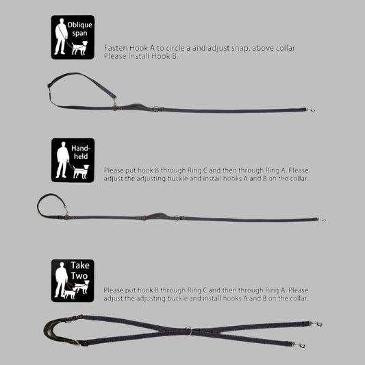 JeanLeash™ Multifunctional Adjustable Dog Leash (Hands-Free & Double Head)