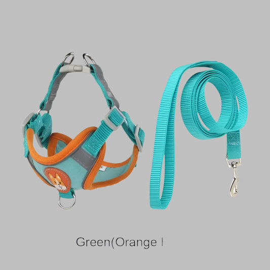 CozyFit™ Soft Suede Pet Harness & Leash Set – Reflective & Lightweight for Small Dogs & Cats