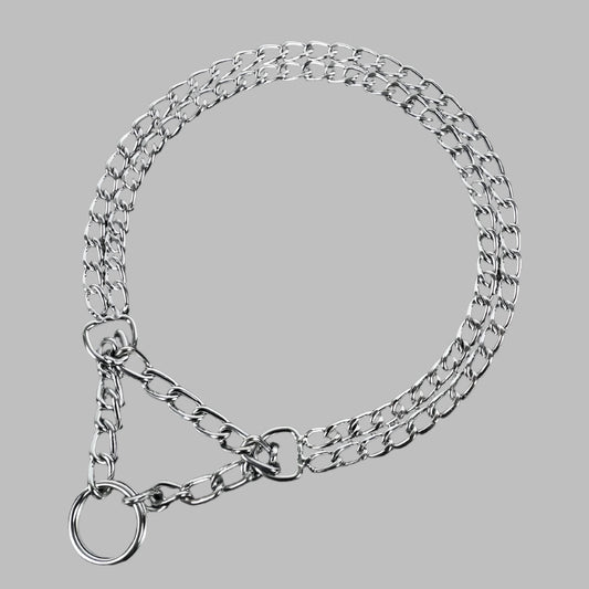 SteelPro™ 2‑Row Adjustable Telescopic Chain Collar with Triple Ring (35–65 cm)