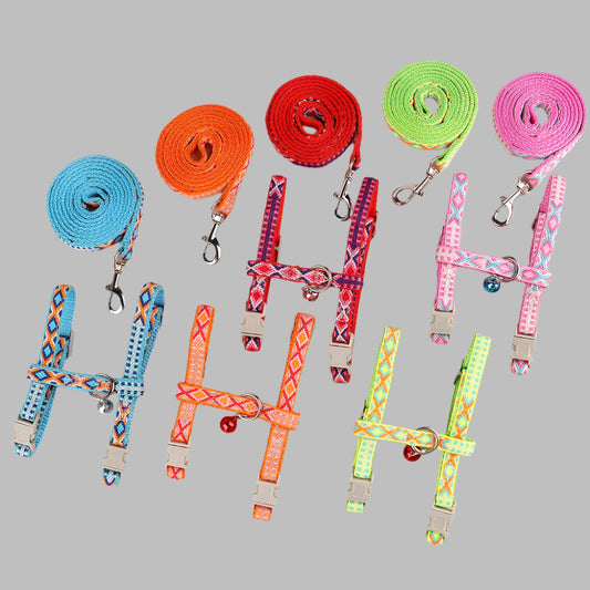 PurrFit™ Adjustable Nylon Cat Harness & Leash Set with Bell