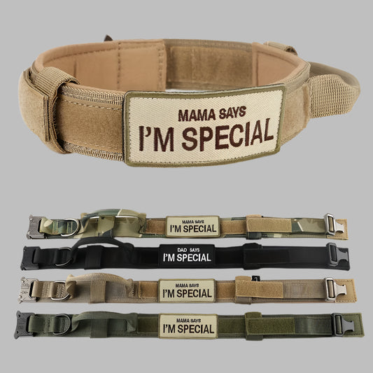 TactiGuard™ Heavy Duty Military Dog Collar with Handle & Patch for Medium & Large Dogs